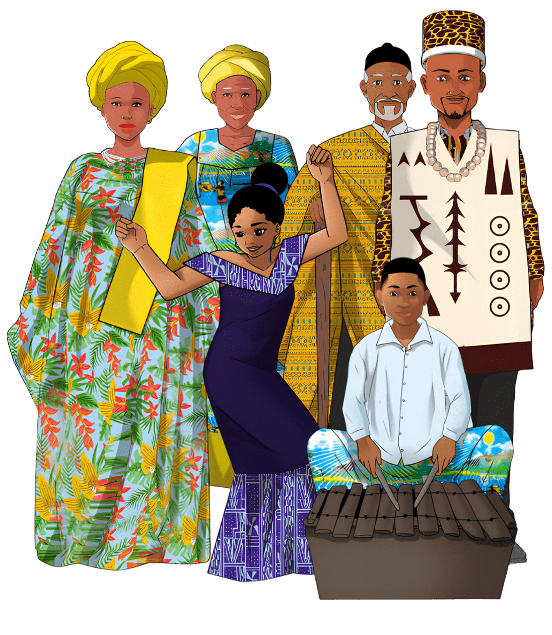 Famille africaine unie par l'apprentissage des langues avec BIBALA